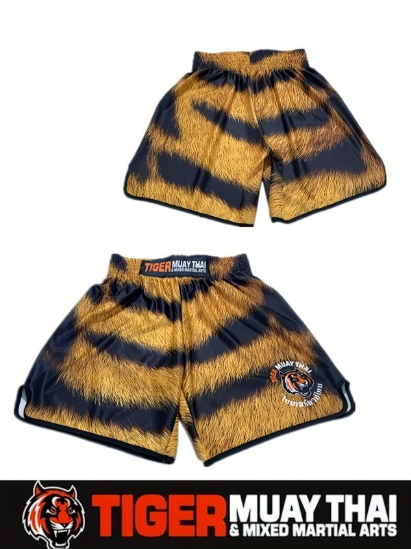 Tiger Pattern Men's Novelty High Stretch Comfy Boxing Shorts For Fighting Sports, Gift For Men