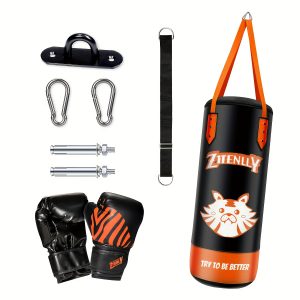 Punching Bag With Gloves - Adjustable Height Strap - Great For Boxing, MMA, Kickboxing -Unfilled, Kingsday Goods